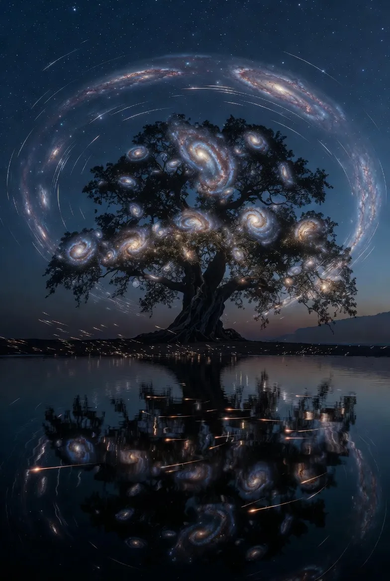 Majestic Oak with Galaxy Leaves