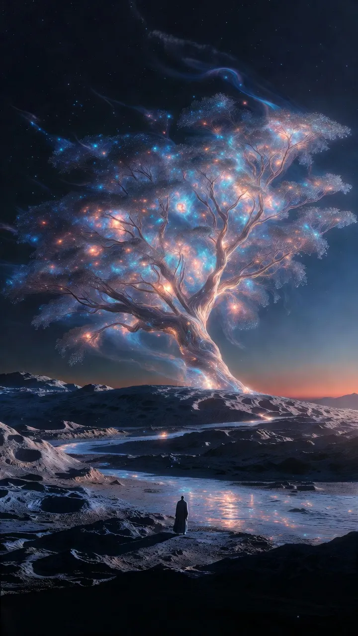 Cosmic Tree of Light on Moon