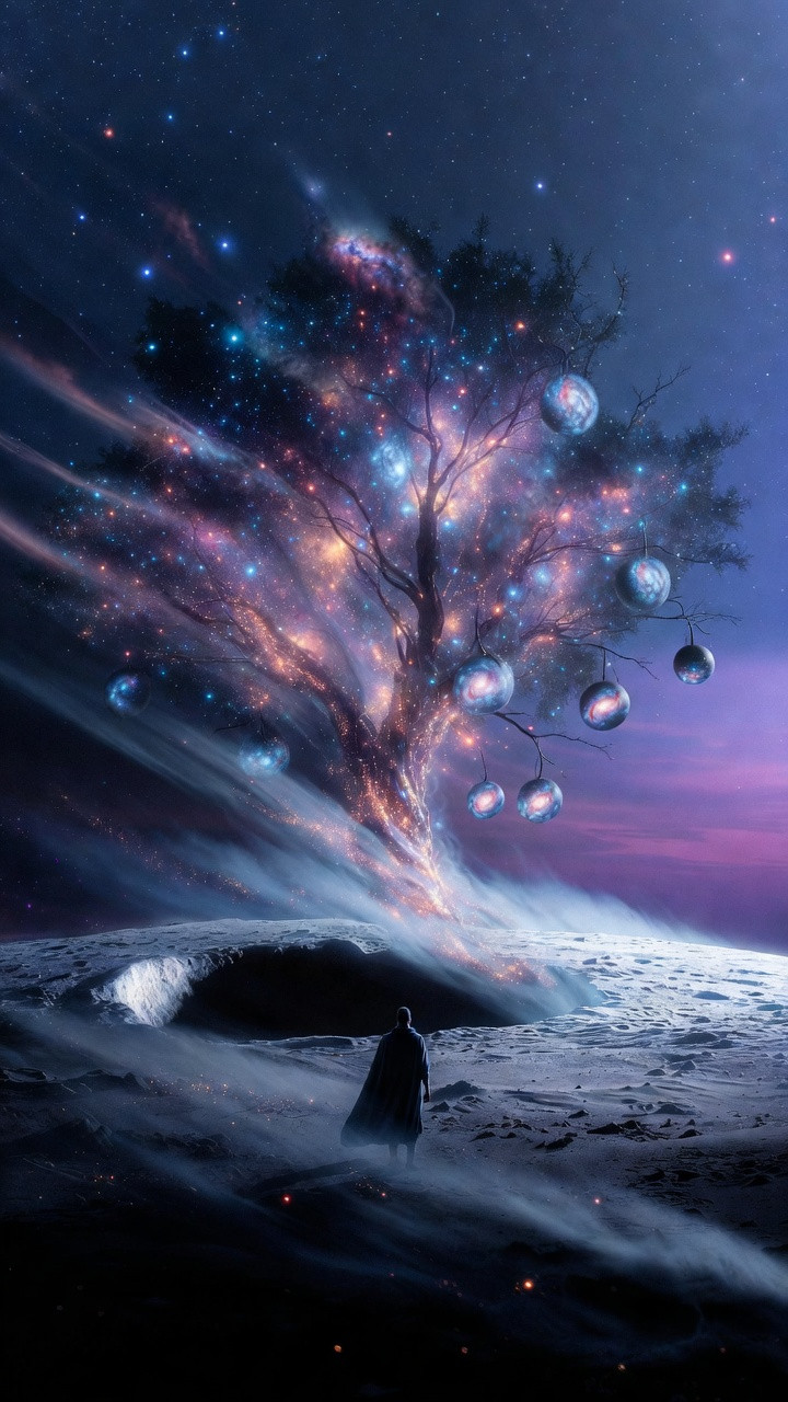 Cosmic Tree of Light on Moon