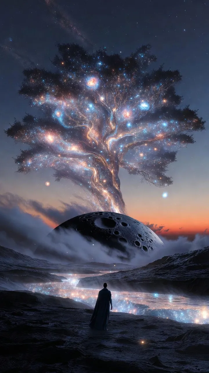 Cosmic Tree of Light on Moon